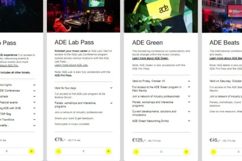 Pakiety ADE Amsterdam: Pro Pass, Lab Pass, Green i Beats. Wybierz swój bilet na festiwal muzyczny.