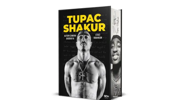 Okładka książki "Tupac Shakur. Autoryzowana biografia" ze zdjęciem rapera.