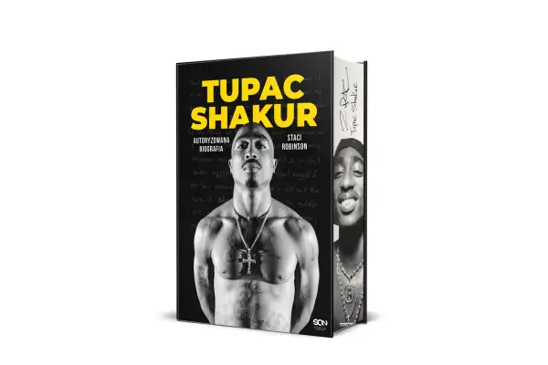 Okładka książki "Tupac Shakur. Autoryzowana biografia" ze zdjęciem rapera.