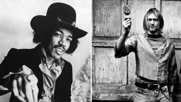 Jimi Hendrix i Kurt Cobain, ikony muzyki, tworzą niezwykłą grupę 27. Ich spojrzenia mówią więcej niż tysiąc słów.